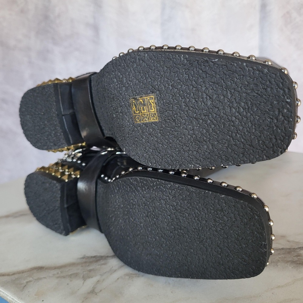 El Vaquero Tatiana Boots Womens Size 6.5 Black Leather Studded Over The Knee - Picture 11 of 16